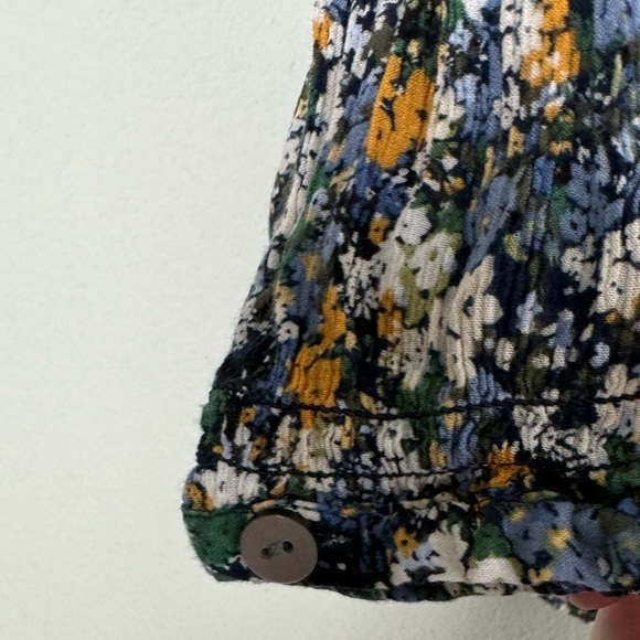 J. Jill Smocked Relaxed Rayon Blouse In Navy Blue Wildflowers Print Size 2X - Picture 9 of 14